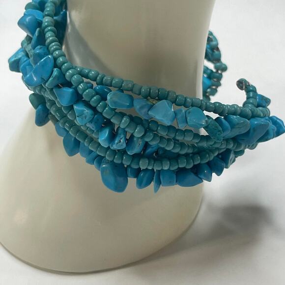 wrap bracelet turquoise colored blue stone micro beaded trendy bohemian boho - Picture 8 of 10
